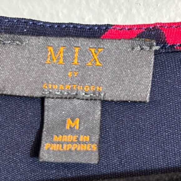 Mix by 41 Hawthorn blue & red wrap bodice sleeveless lined dress w self tie M - Picture 9 of 12